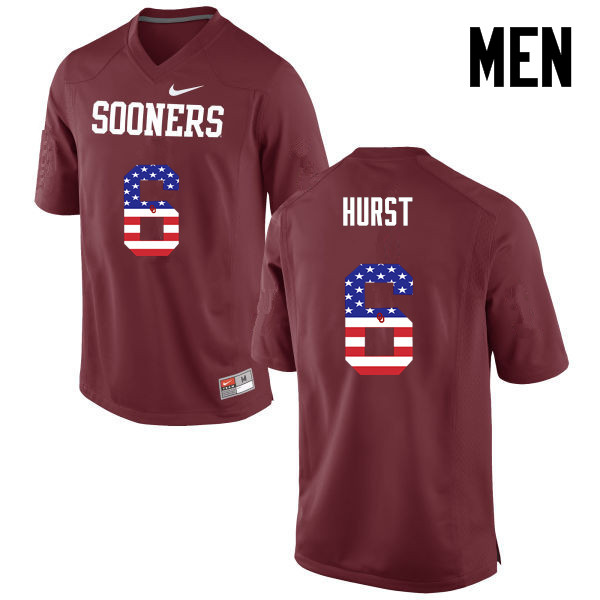 Men Oklahoma Sooners #6 Demontre Hurst College Football USA Flag Fashion Jerseys-Crimson - Click Image to Close